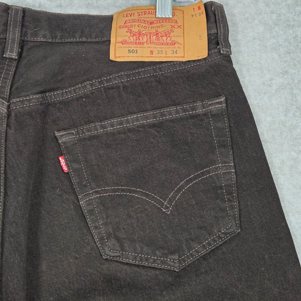 1996 Vintage USA Levi's Men 35" x 34" 501 Original Fit Button Fly Jeans Black - Picture 1 of 7